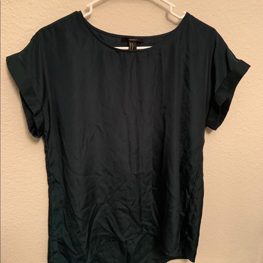 Emerald green silky top